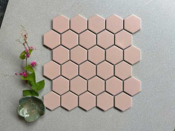 Mosaic lục giác màu hồng